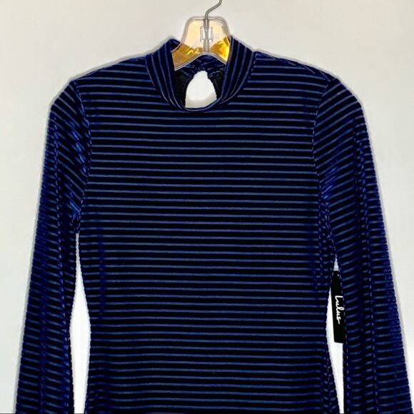 Lulus Ticket to Chic navy blue striped velvety dress size Extra Small XS NWT - Picture 4 of 15